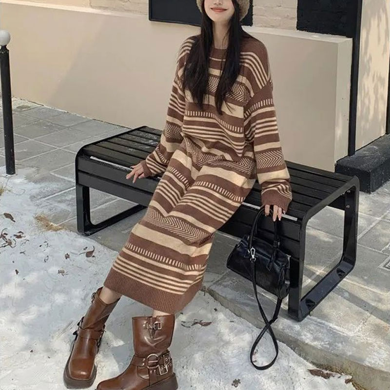 Vintage Striped Knitted Long D - Winter Clothing H&M recension och pris