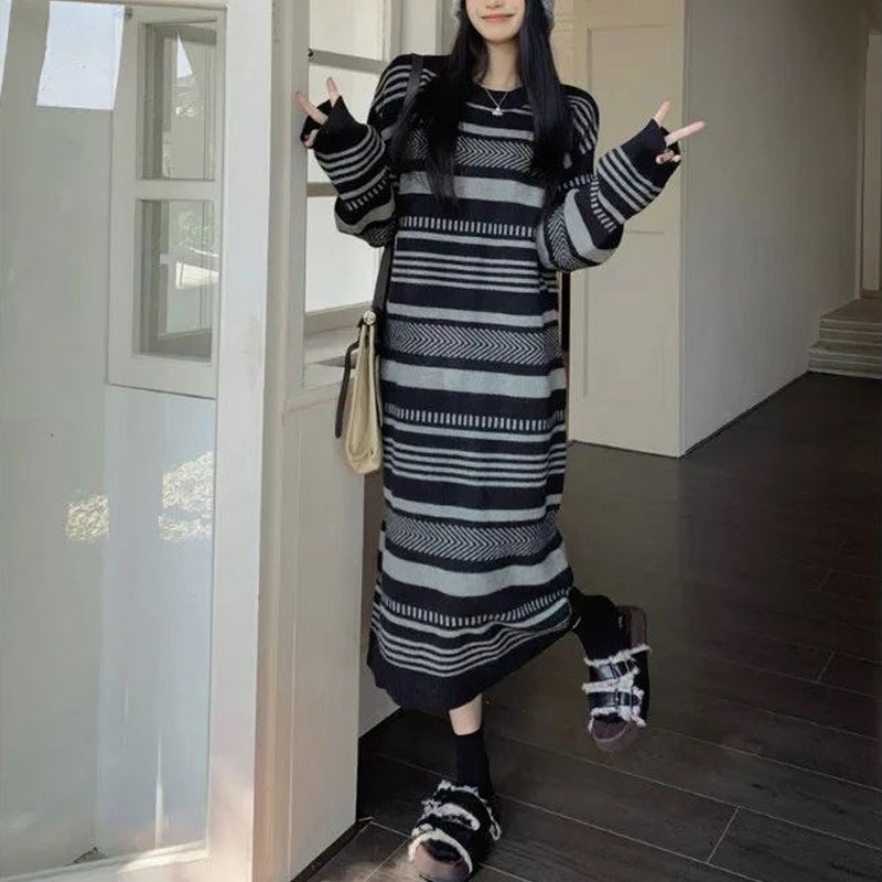 Vintage Striped Knitted Long D - Winter Clothing H&M recension och pris