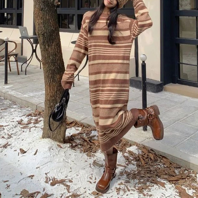 Vintage Striped Knitted Long D - Winter Clothing H&M recension och pris